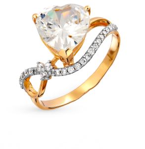 золотое кольцо с фианитами