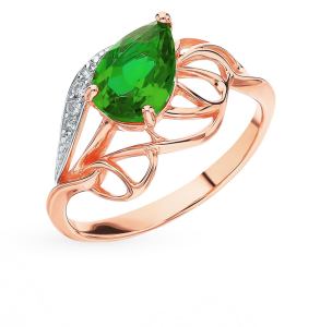 золотое кольцо с султанитами и фианитами