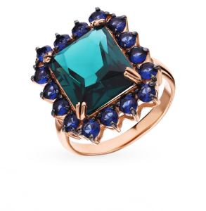 золотое кольцо с турмалинами и со шпинелью