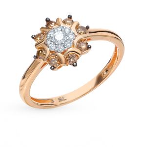 Золотое кольцо с коньячными бриллиантами