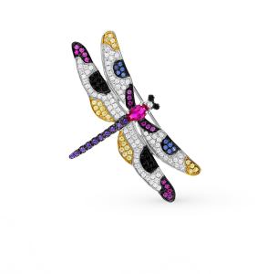 Серебряная брошь-подвеска с фианитами