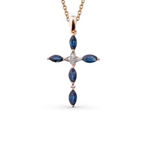 золотая подвеска с сапфирами и бриллиантами