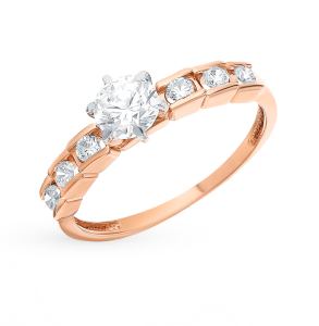 золотое кольцо с фианитами