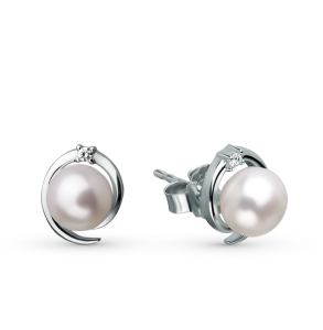 серебряные серьги с фианитами и жемчугом