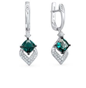 серебряные серьги с алпанитом и фианитами