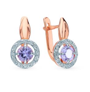 золотые серьги с танзанитом и бриллиантами