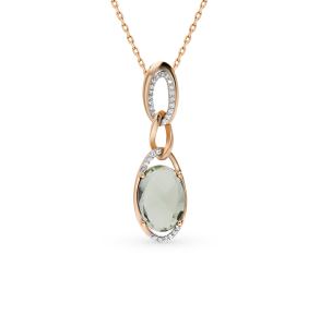 золотая подвеска с аметистом, фианитами и празиолитами