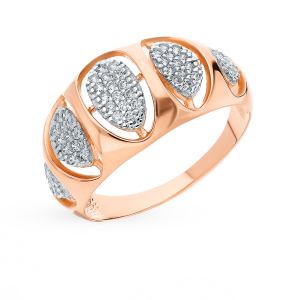 золотое кольцо с фианитами