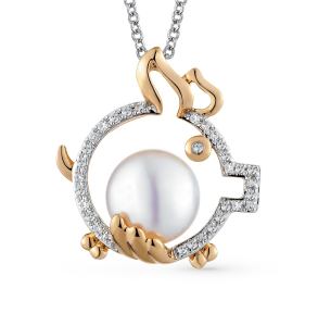 золотая подвеска с жемчугом и бриллиантами