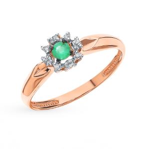 золотое кольцо с изумрудами и бриллиантами