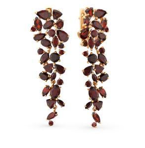 золотые серьги с гранатом