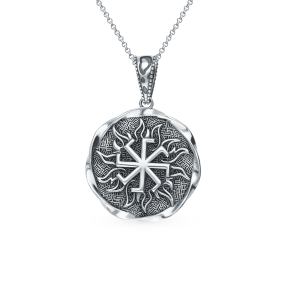 Серебряная подвеска-оберег "Ладинец в солнце"