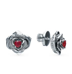 золотые серьги с рубинами и бриллиантами