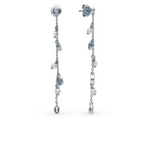 серебряные серьги с фианитами и жемчугом