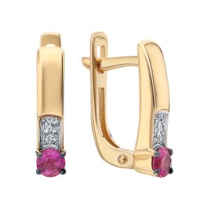 золотые серьги с рубинами и бриллиантами