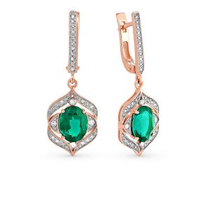 золотые серьги с изумрудами и бриллиантами