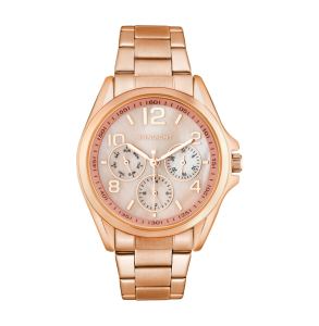 Женские часы с перламутром и календарем на металлическом браслете