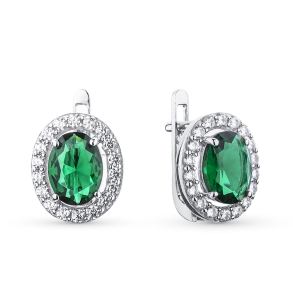 серебряные серьги с алпанитом и фианитами