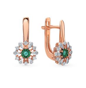 золотые серьги с изумрудами и бриллиантами