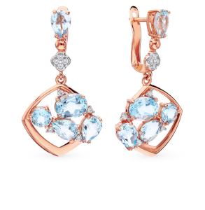 золотые серьги с топазами и фианитами