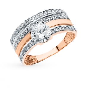 золотое кольцо с фианитами