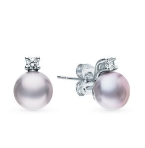 серебряные серьги с фианитами и жемчугом