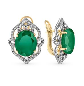 золотые серьги с ониксом и бриллиантами