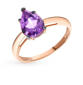 золотое кольцо с аметистом