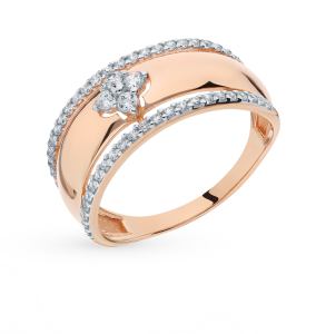 золотое кольцо с фианитами