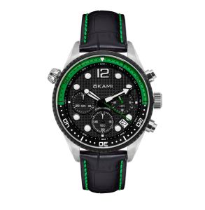 Мужские часы с хронографом на ремне из натуральной кожи