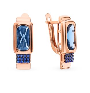 Серебряные серьги с сапфирами и топазами AQUAMARINE 4703593Б.6: красное и розовое серебро 925 пробы, сапфир, топаз — купить в интернет-магазине SUNLIGHT, фото, артикул 110472