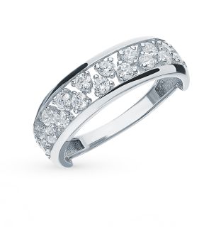 Серебряное кольцо с фианитами СОРОКИН К-3804-Р: белое серебро 925 пробы, фианит — купить в интернет-магазине SUNLIGHT, фото, артикул 107908