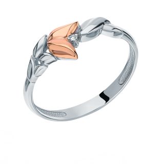 Серебряное кольцо с бриллиантами АЛЬКОР 01-1490/000Б-00: белое серебро 925 пробы, бриллиант — купить в интернет-магазине SUNLIGHT, фото, артикул 98261