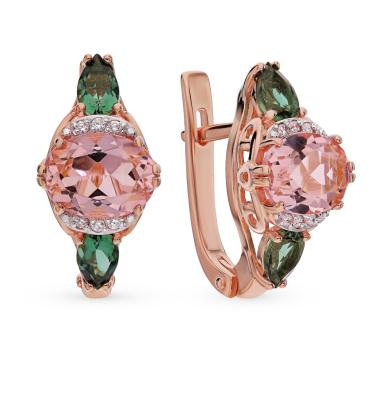 Золотые серьги с турмалинами и морганитами