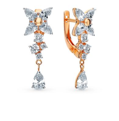 Золотые серьги с фианитами SOKOLOV 8-020031*