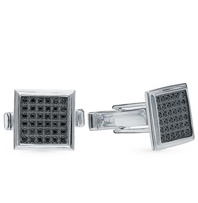 Серебряные запонки с фианитами