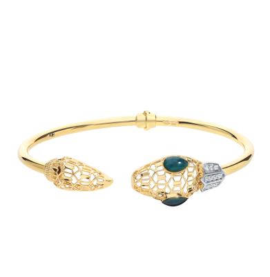 Золотой браслет с фианитами и эмалью