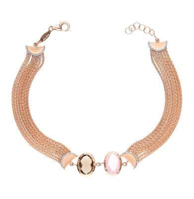 Золотой браслет с раухтопазом и кверцем