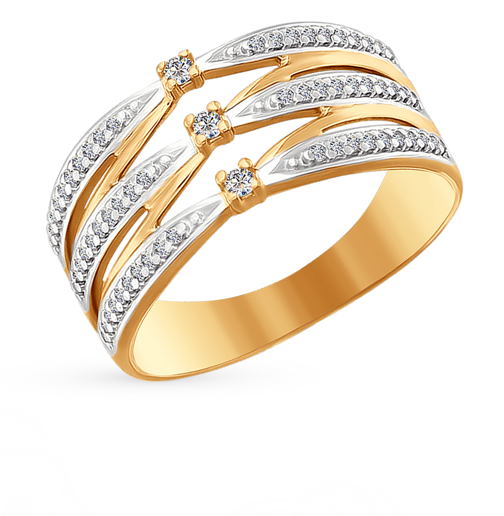 Фото «Золотое кольцо с фианитами SOKOLOV 016491*»