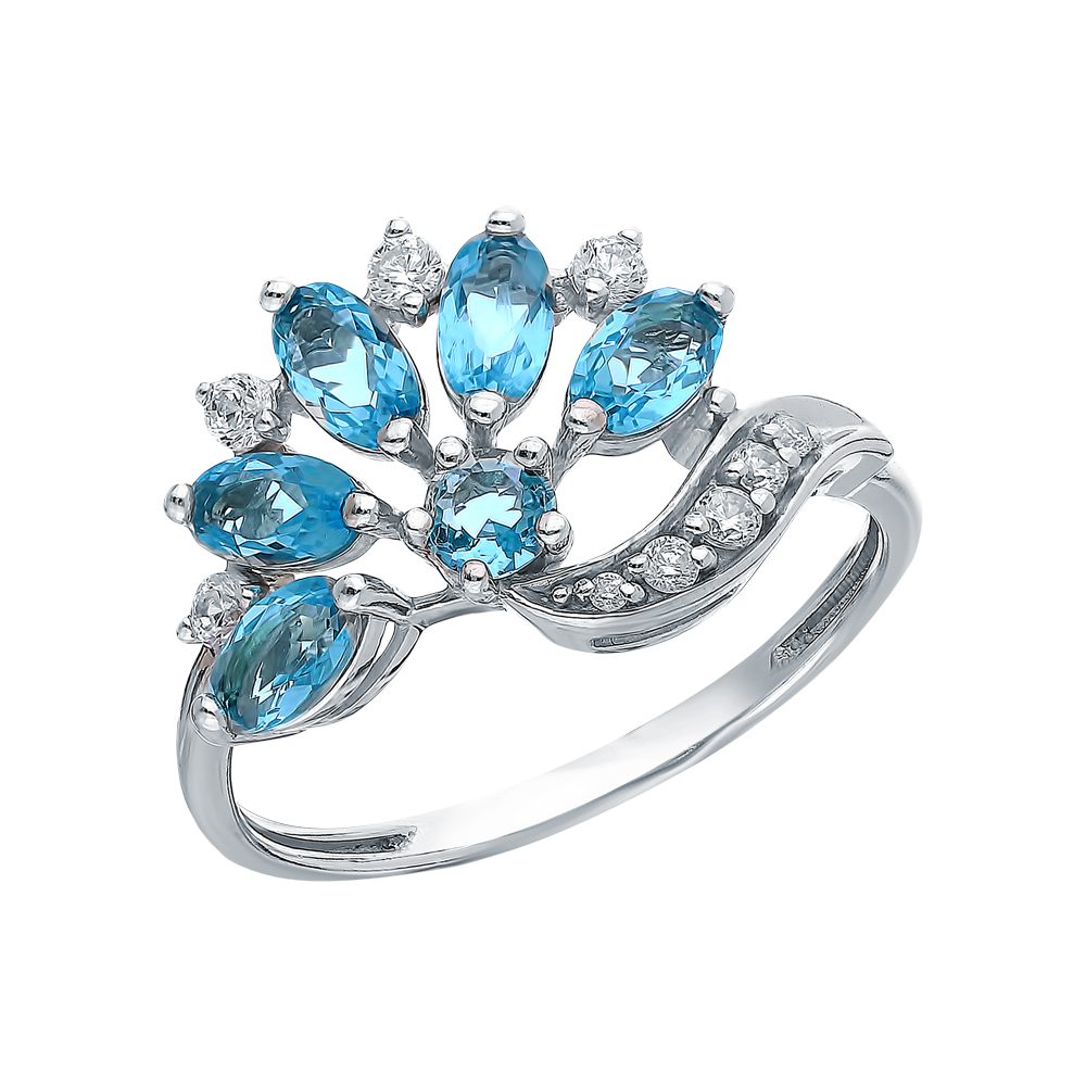 Серебряное кольцо с фианитами и ювелирными кристаллами в Санкт-Петербурге
