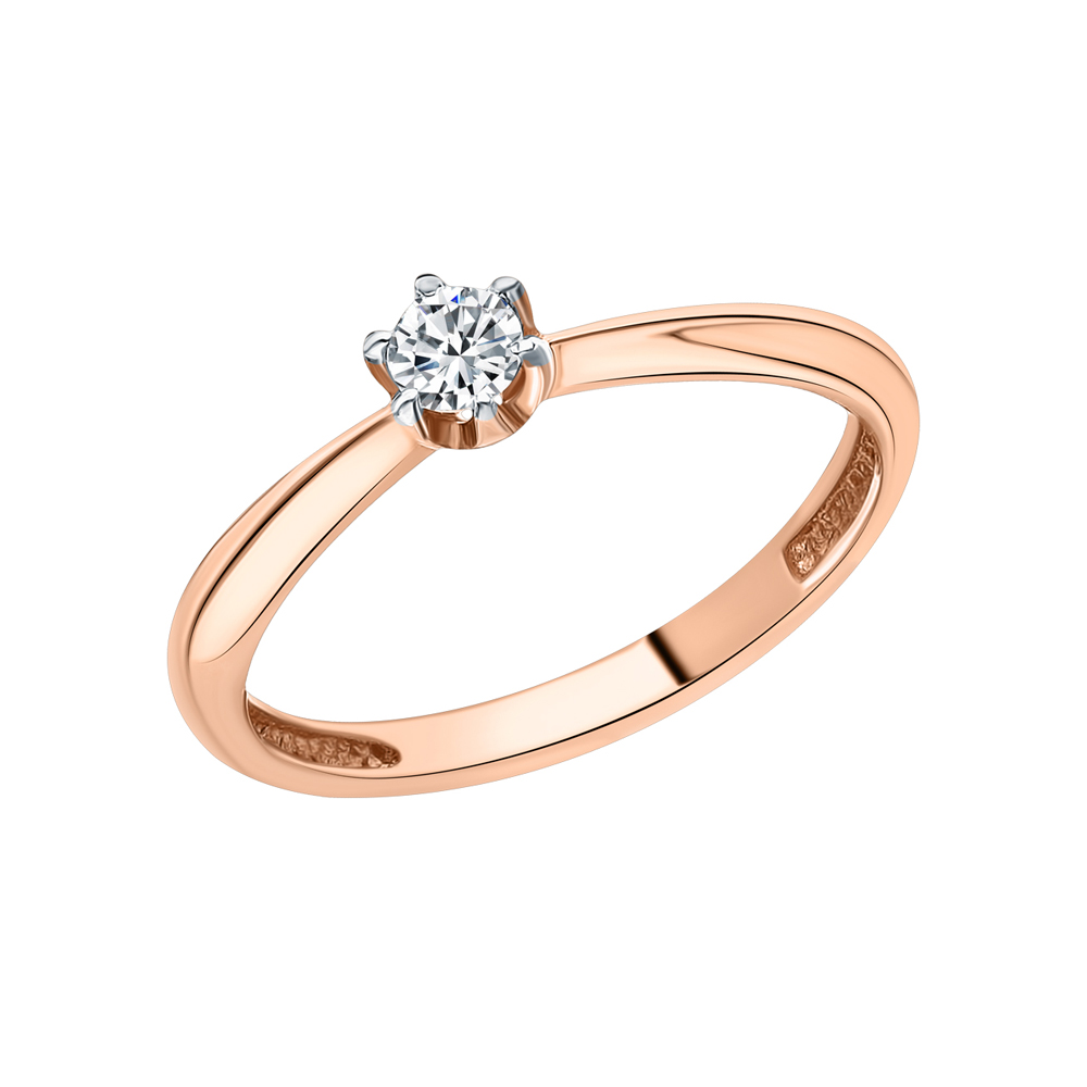 Золотое кольцо с бриллиантом санлайт