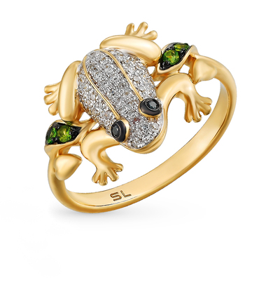 Золотое кольцо с гранатом и бриллиантами в Екатеринбурге