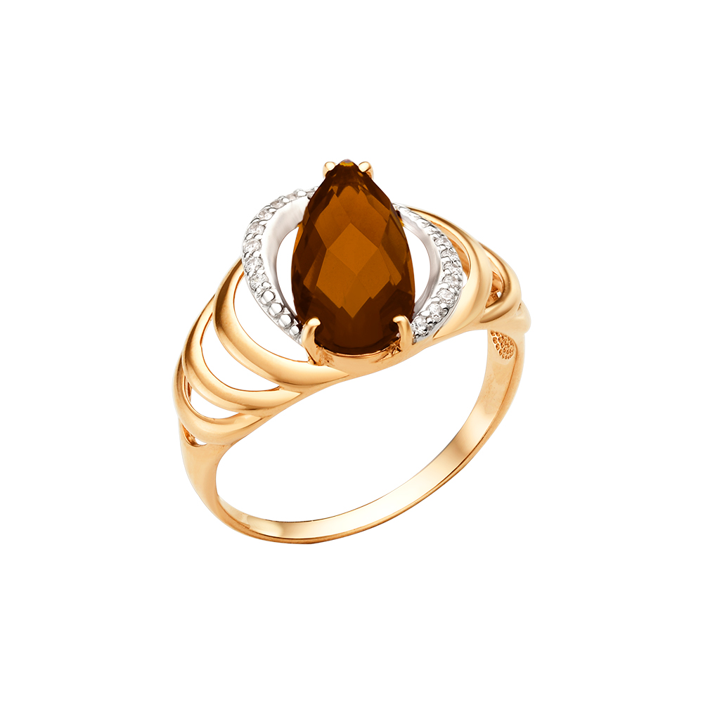 Золотое кольцо с фианитами и раухтопазами в Краснодаре