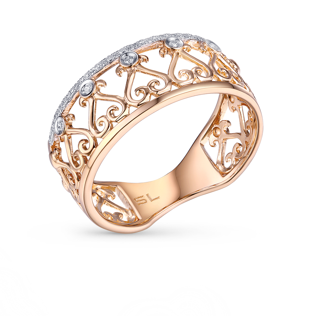 Золотое кольцо февраль. Кольцо Санлайт ажурное с бриллиантами. Ажурное кольцо из золота Санлайт. Золотое ажурное кольцо без камней Санлайт.