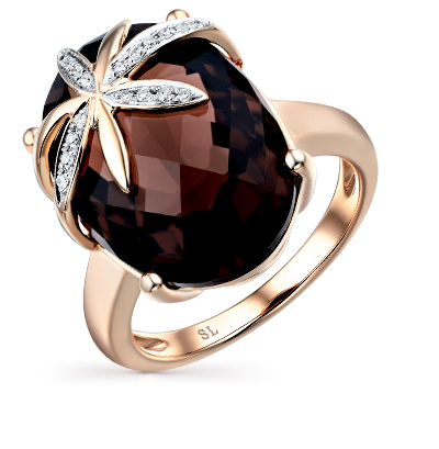 Фото «Золотое кольцо с раухтопазами и бриллиантами»