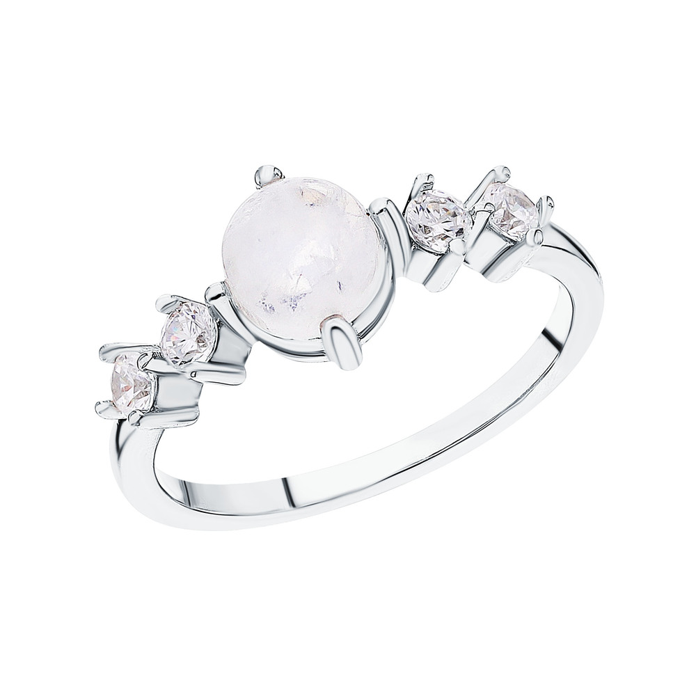 Серебряное кольцо с фианитами и лунным камнем в Краснодаре
