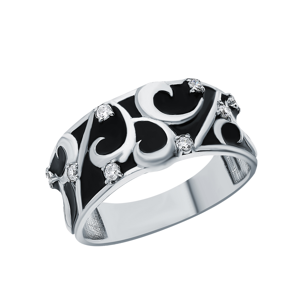 Серебряное кольцо с эмалью и кубическим цирконием в Самаре