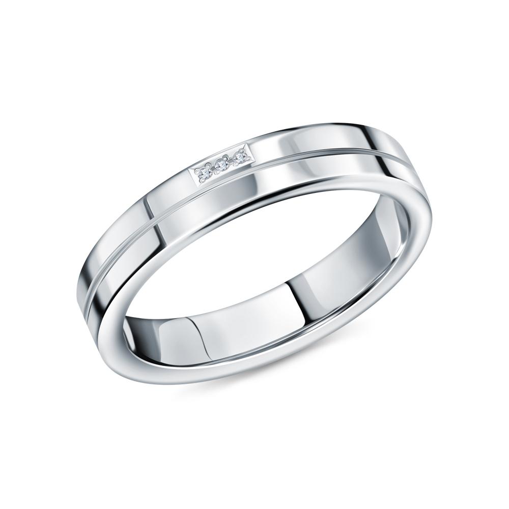 Серебряное обручальное кольцо с бриллиантами в Самаре