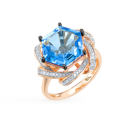 Золотое кольцо с топазами и бриллиантами в Ростовe-на-Дону