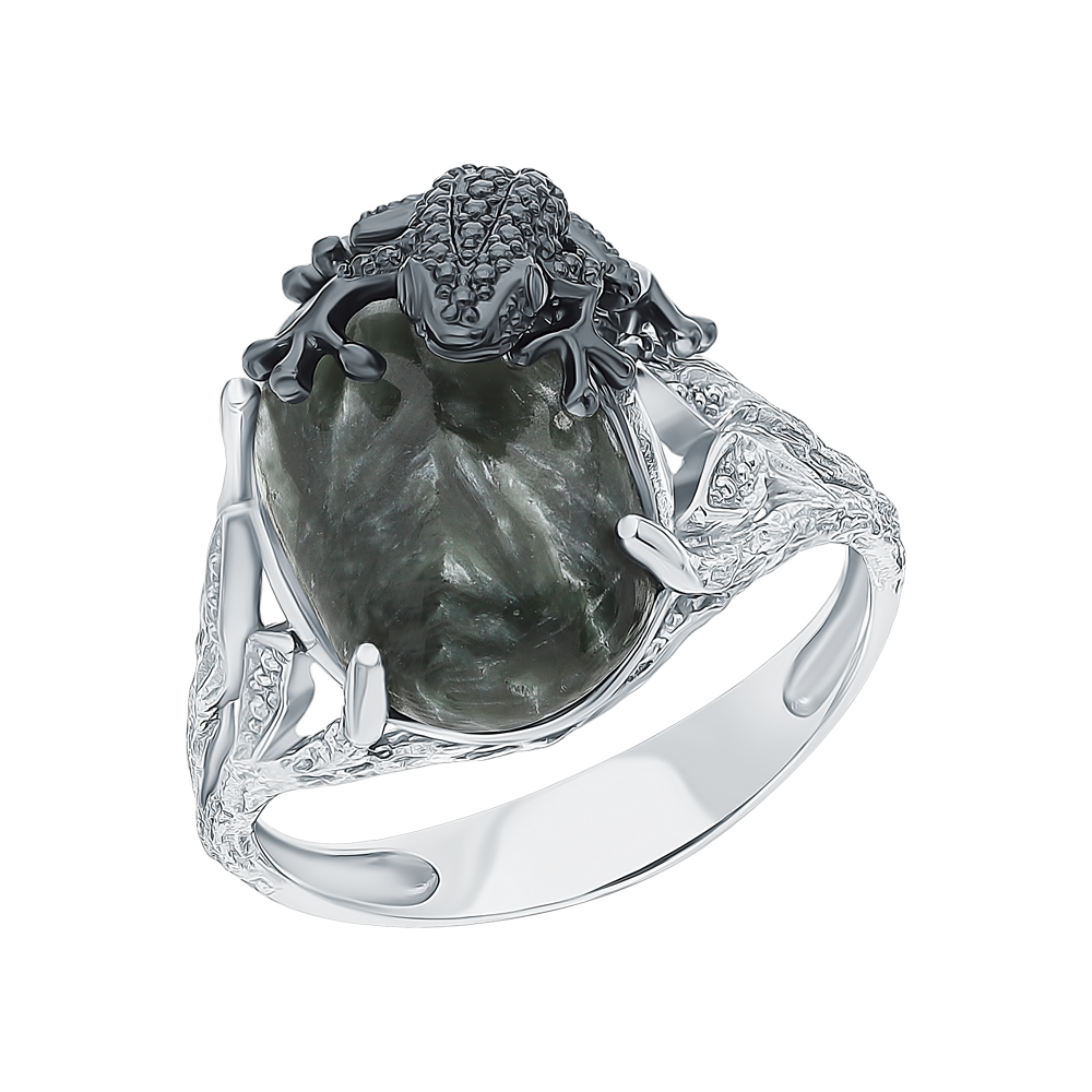 Серебряное кольцо с фианитами и клинохлорами в Самаре